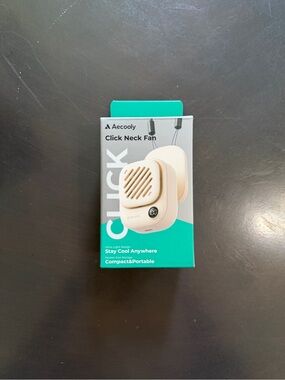 Aecooly Click Neck Fan - Cream & Teal Packaging